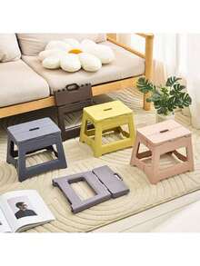 1pc Folding Stool, Lightweight And Durable Plastic, Adjustable Folding Stool, Suitable For Home, Kitchen, Bathroom, Bedroom, Portable Outdoor Travel Fishing Chair, Non- Multifunctional Small Stool, Easy To Store - Multiple Colors Available