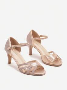 Glitter-Embellished High-Heel Sandals - Champagne - View 5