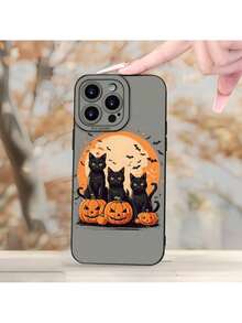 Funda de teléfono con diseño de calabaza de Halloween y gato negro, tema de animales, textura mate de ojos de ángel, adecuada para iPhone 17 16 15 14 13 12 11 XS XR X 7 8 Plus Pro Max, funda de teléfono de Halloween, funda de teléfono estética, funda de teléfono de Navidad, funda de teléfono estética, funda de teléfono de anime, funda de teléfono linda, funda de teléfono adorable, accesorios de teléfono temáticos, funda de teléfono de temporada, funda protectora de textura mate, funda de teléfono duradera, funda protectora de teléfono, funda de teléfono única, accesorios de teléfono de moda, para amantes de Halloween, amantes de la estética - Mezcla de color 1 - Ver 2