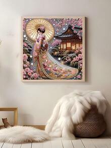 1 pezzo Kit di pittura di diamanti asimmetrica vintage, pittura di diamanti 5D a forma speciale e con cristalli, fai da te, decorazione murale domestica, adatta per soggiorno, camera da letto, studio, corridoio, senza cornice 30cm*30cm