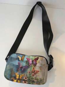 1-Piece Set, Stylish And Adjustable Butterfly Patterned Crossbody Bag, Neutral Sports Waist Bag, Suitable For Running