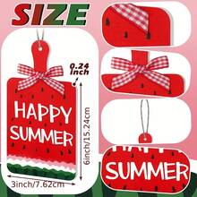 Watermelon Theme Wooden Hanging Decoration Summer Party Fruit Watermelon Hanging Sign Wooden Crafts Kitchen Decorations - 西瓜辣椒木掛牌3款一套 - 查看 6
