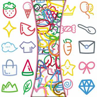 50pcs Cute Fruit & Animal Doodle Stickers, Minimalist Line Drawing, Decorative Transparent Stationery Stickers For Desk, Organizer Box