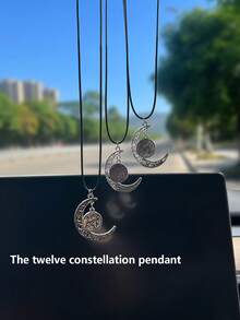 1pc Zodiac Sign Hanging Ornament, Rear View Mirror Decor, Metal Pendant, High-Quality Hanging Accessory