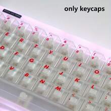 122 Keys Matte Transparent Ice White Red Keycaps, UV Printed PC OEM High Profile Keycaps Compatible With 61/64/75/87/98/104 Keyboards - Only Keycaps - View 9
