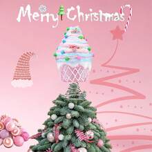 Christmas Tree Topper Decoration Cute Cupcake Tree Topper Spiral Home Decor For Holiday Winter Party - Pink - View 4