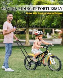 Bike Training Handlebar |   Ergonomic Push Assist Stabilizer For  Riding, 6-Level Height Adjustable, High Carbon Steel Frame - Quick-Install Design For Balance Bikes (5-12 Years)