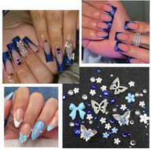 4 Boxes Blue Nail Gems Bow Flower Nail Charms For Acrylics - Irregular Crystals, Nails Rhinestone & Accessories For Women Nails Art Design Nails Decor(Blue){"Color_name":"Colorful-21"} - 彩色-21 - 查看 6