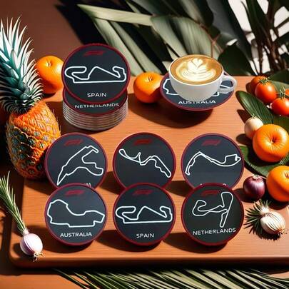 6pcs Racing Car Wooden Coasters - Home Decor - Unique Gift - Handmade, DIY - Racing Car - Suitable For F1 Racers And Car Enthusiasts, Can Be Used As Home Decor Or As Christmas And Birthday Party Gifts