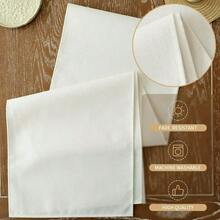 1 Set Leinen Weihnachts-Tischläufer, entworfen mit einem Poinsettia-Muster mit Tannenzweigen, Stechpalme und Beeren als Verzierungen, strapazierfähige Polyester rechteckige Tischdecke, Weihnachtsdekoration geeignet für ländliche Feiertags-Dekoration