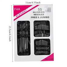 55-Piece Stainless Steel Hand Sewing Needle Set - Large Eye Embroidery And Needlework Tool Kit, Various Sizes, Without Charging, White Packaging - 55pcs - 查看 2