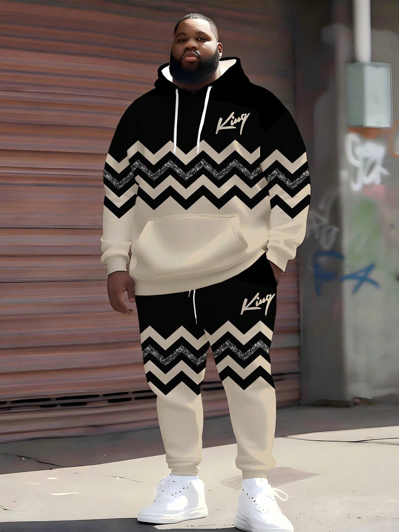 مجموعة هوديي رجالي مطبوع عليها "فن الشارع والنمط ا...