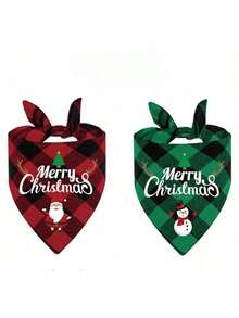 2pcs Triangle Scarf, Bib, Pet Party, Family Members, Pet Scarf, New Year Celebration, Tree Decor, Napkin Best Gifts Birthday Home Decor Christmas Decorations Room Decor Christmas Winter