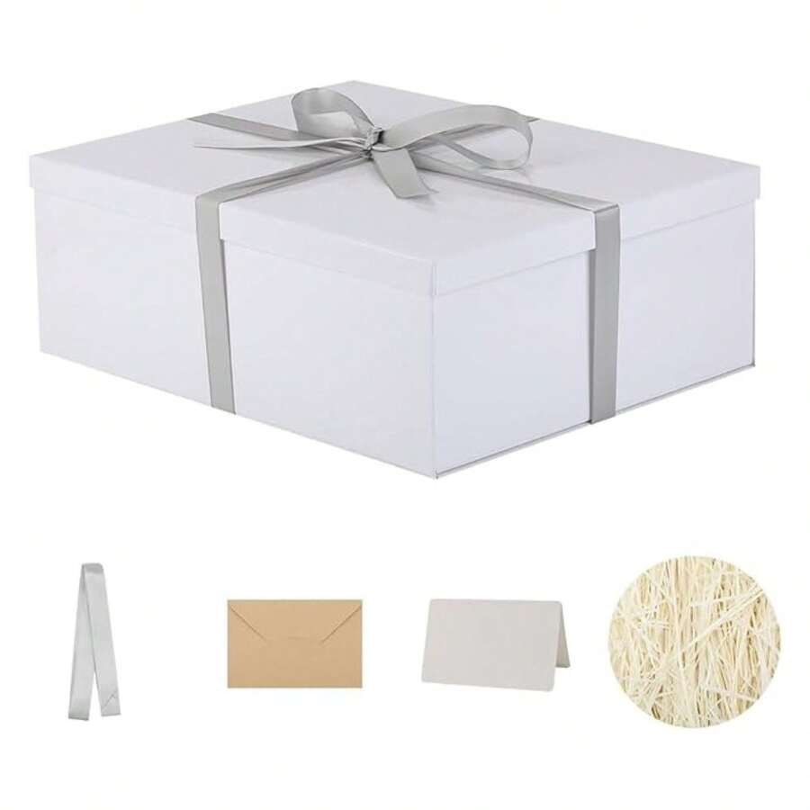 Caja de regalo extra grande con tapa de 17x13x6 pulgadas, cajas de regalo blancas para empaquetar regalos para cumpleaños, Día de San Valentín, Navidad, aniversarios, incluye relleno de papel picado, sobre, tarjeta, cinta, BXIUHFH - Multicolor 195 - Ver 1