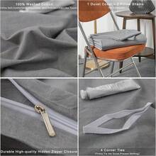 Ultra Soft 100% Cotton Solid Color Dusty Pink Queen Duvet Cover Set With Zipper Closure - 3 Pieces,  In 2025 - Light Grey - View 6