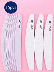 5/15pcs Professional Nail File, 180/100 Grit Natural Emery Board, Double-Sided Washable Fine Textured Nail File, Suitable For Home And Salon Use