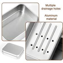 Travel Soap, Aluminum Silver Bar Soap Container With Lid Portable Compact Shower Dish Saver Accessories Home Bathroom Storage Travel Camping - 1 - 查看 3