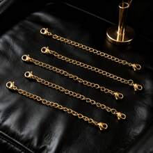 5 Piece PVD 18k Gold Plated Stainless Steel Necklace Extender With Lobster Clasp, Chain End Extender For DIY Jewelry Making