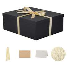 Extra Large Gift Box With Lid 17x13x6 Inches, Black Gift Boxes For Presents Packaging For Birthdays, Valentine's Day, Christmas, Anniversaries Include Shredded Paper Fill, Envelope Card Ribbon,BXIUHFH - 多色196 - 查看 1
