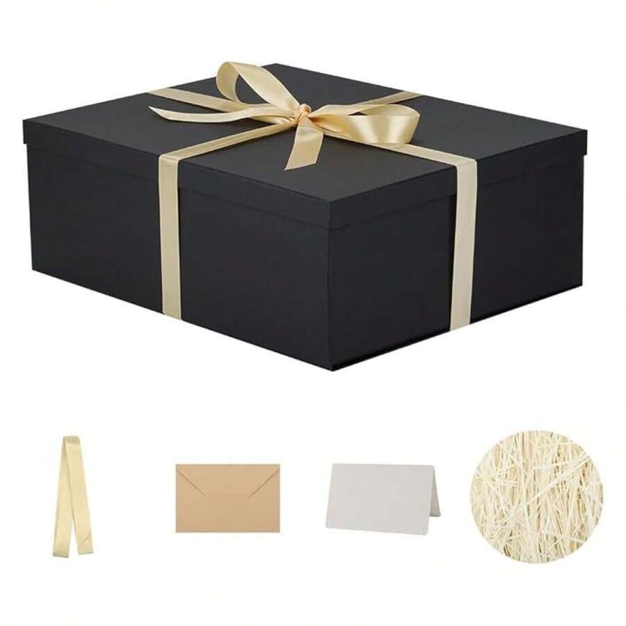 Extra Large Gift Box With Lid 17x13x6 Inches, Black Gift Boxes For Presents Packaging For Birthdays, Valentine's Day, Christmas, Anniversaries Include Shredded Paper Fill, Envelope Card Ribbon,BXIUHFH - 多色196 - 查看 1
