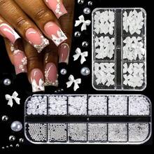 Nail Charms & Pearls - Bow-Knot Nail Accessories In Silver & White, Half Round Beads, Luxurious Design - DIY Crafts{"Color_name":"Colorful-28"} - 彩色-28 - 查看 1