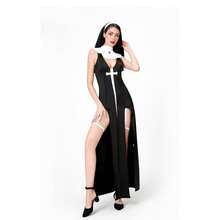 Costumi cosplay per giochi di ruolo di Halloween, costumi per feste di carnevale, costumi cosplay, costumi da suora sexy, costumi per spettacoli cosplay - nero - Visualizzare 8
