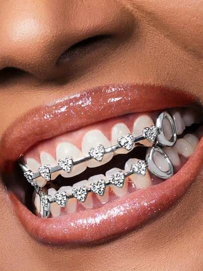 2 piezas Conexión de amor Rejilla hueca lateral Cobre incrustado 5A Zirconia Joyería Hip Hop Rejilla Fiesta Fresca Regalo Mujer Rejilla