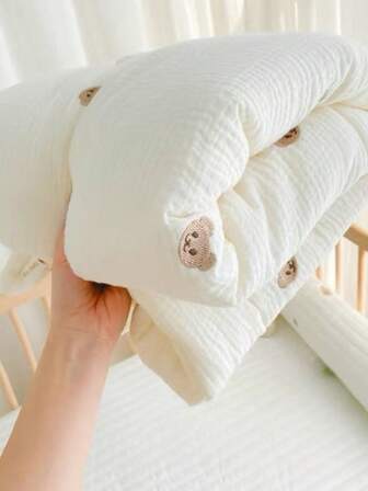 1pc 100*120cm Soft Newborn Baby Bear & Star Pattern Blanket, Comfortable Warm Breathable Quilt, Toddler Bedding, 1tog