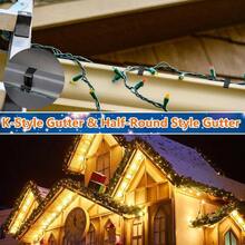 50 Pcs Gutter Clips Hanging Outdoor Lights Aluminum Gutter Hooks Weatherproof String Hangers Holiday Halloween Xmas Decoration Silver