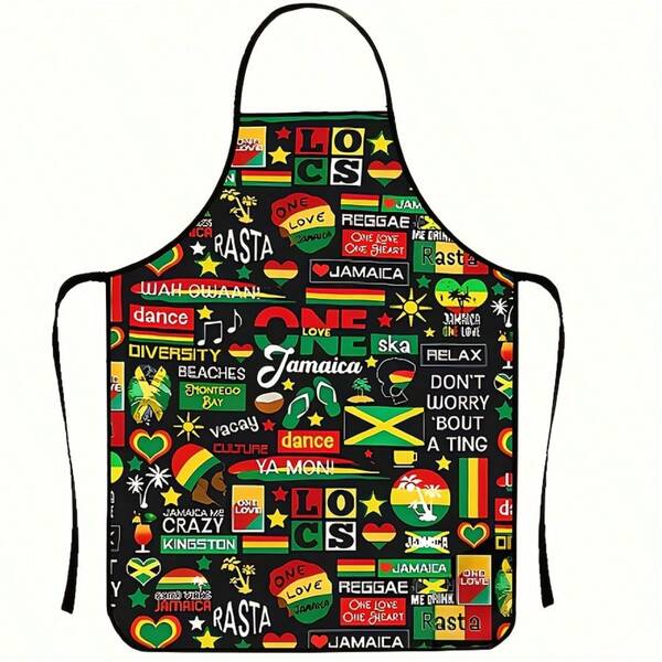 1pc Jamaica Culture Polyester Large Size Apron, Anti-Stain For Home, Outdoor, Party
