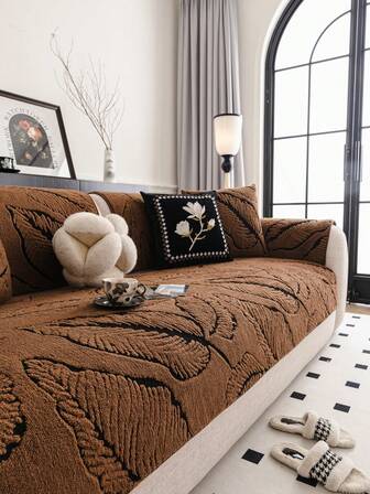 1pc Plush Minimalist Sofa Cushion Cover, Elegant European Style Luxury Sofa Seat Protector, Anti-Dust Anti-Scratch Sofa Slipcover, Suitable For Living Room, Bedroom, Study, Office, Club, Party, 1-4 Seater Sofa, L-Shaped Sofa, Autumn/Winter