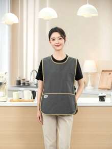 Unisex Adjustable Buckle Tarpaulin Waterproof Vest Apron - Grey - View 3