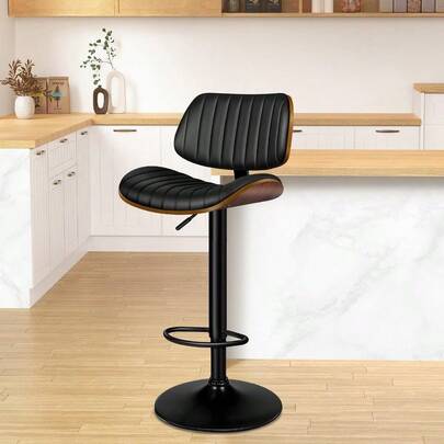 Lizzy Black Wooden Dining Chair In 6383cm Seat Height Bar Stool With AntiSlip Floor Protector Adjustable Kitchen Stool Swivel Counter Barstool For Home Bar Dining Room