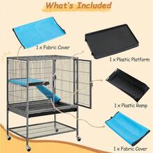 Small Animal Cage 85cm Metal Habitat Pet Rats, Ferrets, Chinchillas With Rolling Stand, Removable Ramp Lockable Doors - 61 cm L X 43 cm W X 86 cm H - View 6