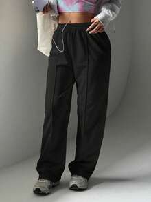 女士户外运动裤，休闲健身慢跑运动裤 黑色 春季款 - 黑色 - 查看 5