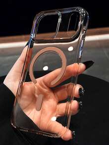 Luxury High Transparency Magnetic Shockproof Phone Case Compatible With IPhone 17ProMax 17Pro 17 Air 17 16 15 14 13 12 Pro Max 11 Cases Shockproof Back Cover Wireless Charging - Transparent Gold - View 2