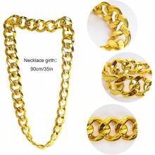 4Pcs 80s 90s Hip Hop Costumes Outfit Kit Accessories Fake Gold Chain Necklace Sunglasses For Men Women Rapper DJ Punk