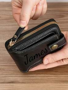 1pc Customized Men's Wallet, Personalized Name Text Wallet, Large Capacity Card Holder Wallet, Customized Men's Clutch, Personalized PU Leather Wallet, Tri-Fold Men's Wallet, 3-In-1 Men's Wallet With Coin Pocket, Bill Compartment, Card Slots, Personalized Clutch Bag, Gift For Boyfriend, Gift For Men, Father's Birthday Gift, Grandfather's Gift, Elders' Gift, Men's Gift - Multicolor - View 10