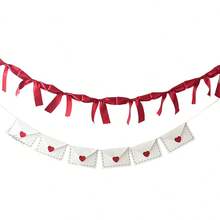 2 Strings Valentine's Day Bow Garland Charming Love Envelope Hanging Banner For Wedding Home Holiday Decor - 紅色 - 查看 6