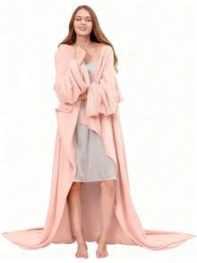 1pc Soft & Comfortable Black TV Blanket With Large Pocket, Multifunctional Wearable Snuggle Blanket, Anti-Static Flannel Throw Blanket