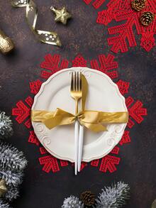 1-12 件雪花万圣节专属餐垫，奢华亚麻风格，可水洗，三重防滑材料，圣诞树外观适用于餐桌装饰、家居装饰、家庭聚餐、露营、婚礼、室内/室外派对、圣诞节节日礼物可擦拭餐垫