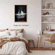 Retro Halloween Bathroom Poster Funny Ghost In The Bathtub Wall Art Decor Dark Academia Gothic Ghosts Pictures Painting Canvas Print Horror Toilet Bathroom Home Decor Aesthetic 8x12inch Unframed# DOUYYY