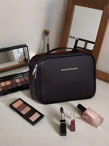 便携式耐用化妆包，大容量化妆品收纳袋，带多个隔层，易于清洁和存放，适合美容爱好者和旅行者，男女通用，无香型 - 彩色 - 查看 4