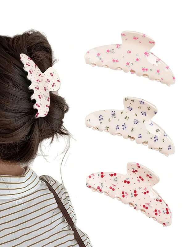 1 Stück/3 Stück Haarklammern mit Strass-Verzierung, rosa Rosen Haarspange - rote Kirschblüten Haarspange - lila Blumen Haargummi, modische Haarzubehör geeignet für Jahreszeiten, Partys, Feiertage und verschiedene Anlässe, Geschenke, Reisen, Geschenke für Frauen, Haarsachen, Strumpfstopfer