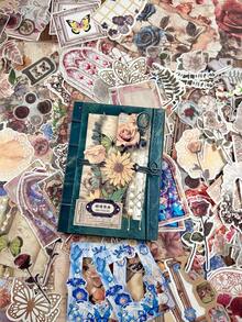 200pcs/Pack Vintage Plant Mixed Material Scrapbooking Stickers, Multifunctional DIY Decor, Planner, Scrapbook, Magazine