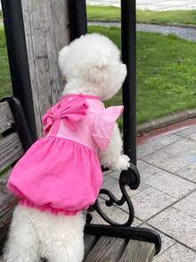 1pc Pet Dog Birthday Party Dress, Suitable For Teddy, Poodle, Small Dogs - Hot Pink - View 7