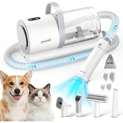 Dog Grooming Kit With Vacuum, 4 - In - 1 Dog Vacuum Groomer, Dog Clippers Dog Brush, Powerful 12000Pa Suction 99 Pet Hair, Low Noise, Pet Grooming Kit