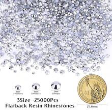 25000Pcs Sliver Rhinestones For Bedazzling Kit, 3-5mm Resin Flatback Rhinestones Bulk Bedazzle Gems Diamonds For Crafts DIY Shoes, Clothing{"Color_name":"Sliver"} - 銀條 - 查看 3