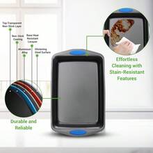 3Piece Baking Pan Set Premium Nonstick Carbon Steel Bakeware W Silicone Handles Includes Large Medium And Small Pans For Baking And Roasting PFOA PFOS PTFE Free Gray