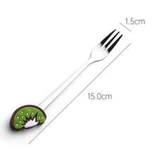 Cuchara de café de diseño de frutas de dibujos animados de 15 cm, cuchara de helado creativa de acero inoxidable, tenedor, cuchara de té de mango largo para remover - Plateado - Ver 8